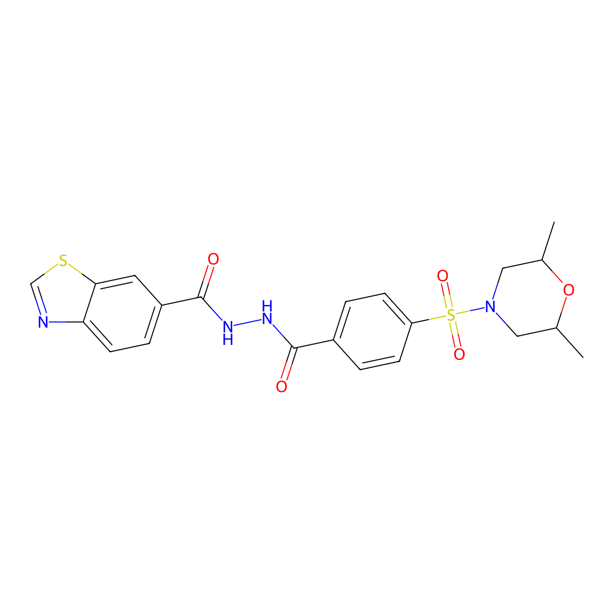 N'-(4-((2,6-dimethylmorpholino)sulfonyl)benzoyl)benzo[d]thiazole-6-carbohydrazide molecular structure, CAS 681171-01-7