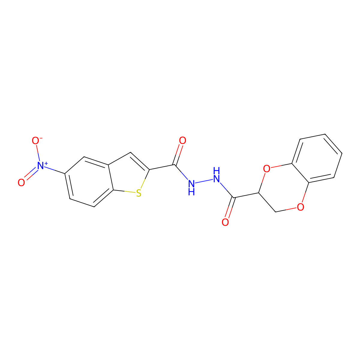 N'-(5-nitrobenzo[b]thiophene-2-carbonyl)-2,3-dihydrobenzo[b][1,4]dioxine-2-carbohydrazide molecular structure, CAS 681171-07-3