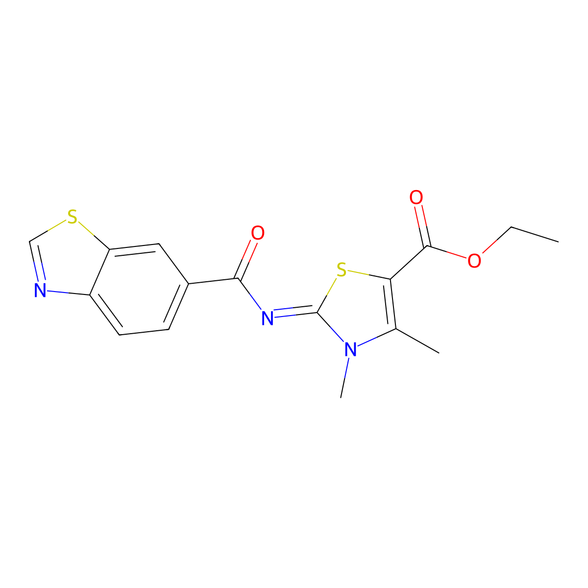 (Z)-ethyl 2-((benzo[d]thiazole-6-carbonyl)imino)-3,4-dimethyl-2,3-dihydrothiazole-5-carboxylate molecular structure, CAS 681171-20-0