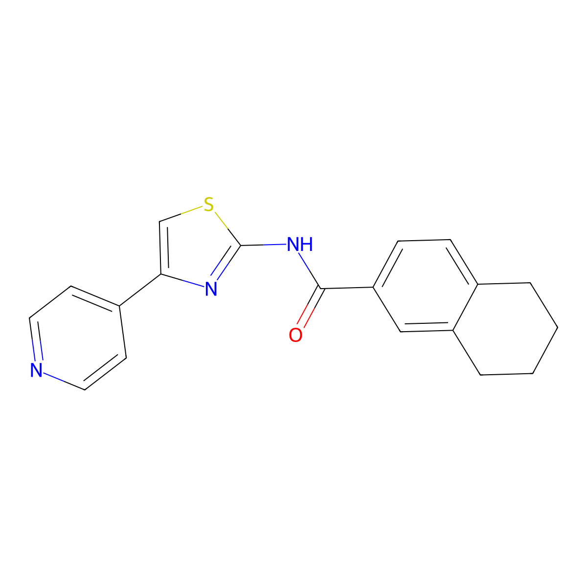 N-(4-(pyridin-4-yl)thiazol-2-yl)-5,6,7,8-tetrahydronaphthalene-2-carboxamide molecular structure, CAS 681173-75-1