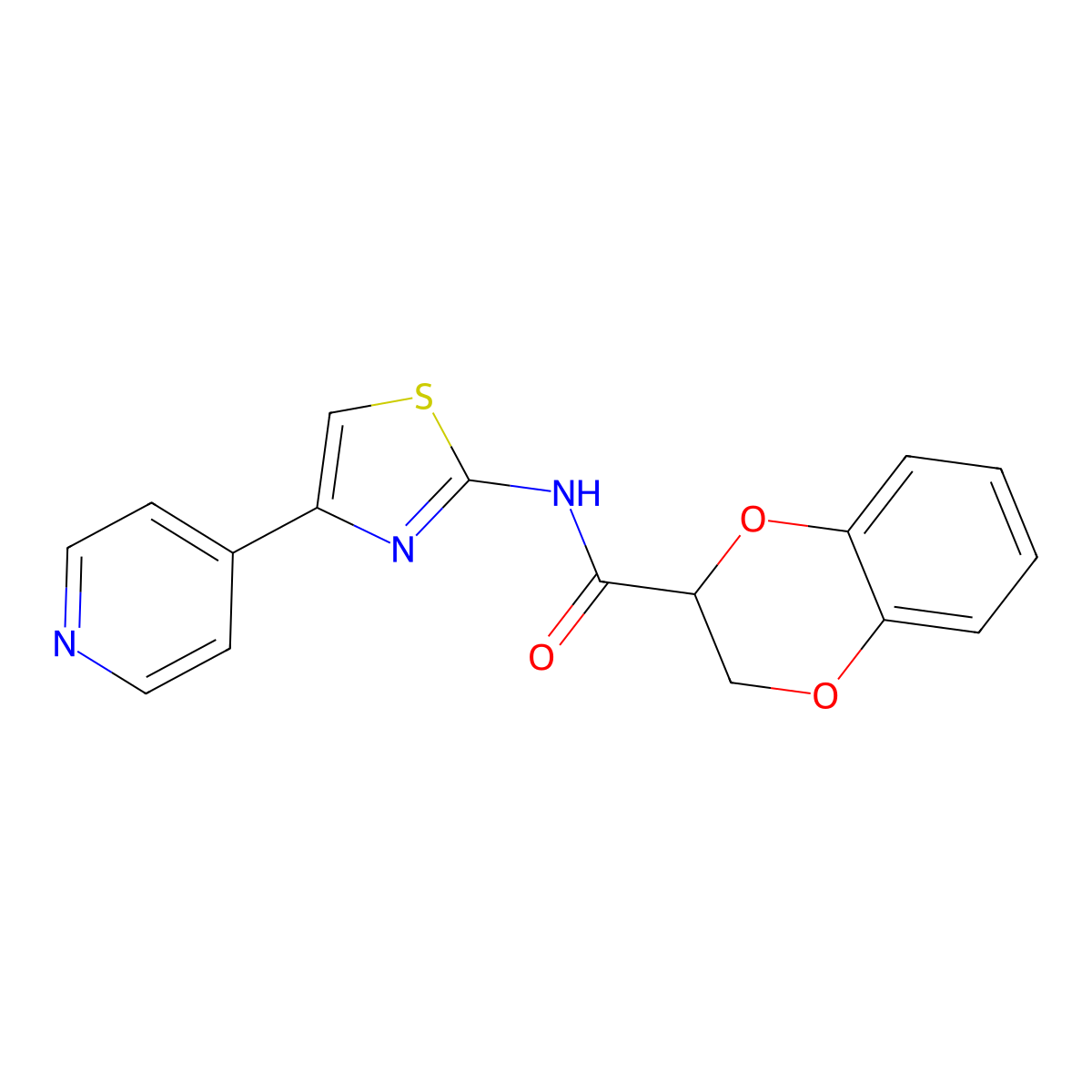 N-(4-pyridin-4-yl-1,3-thiazol-2-yl)-2,3-dihydro-1,4-benzodioxine-3-carboxamide molecular structure, CAS 681173-76-2