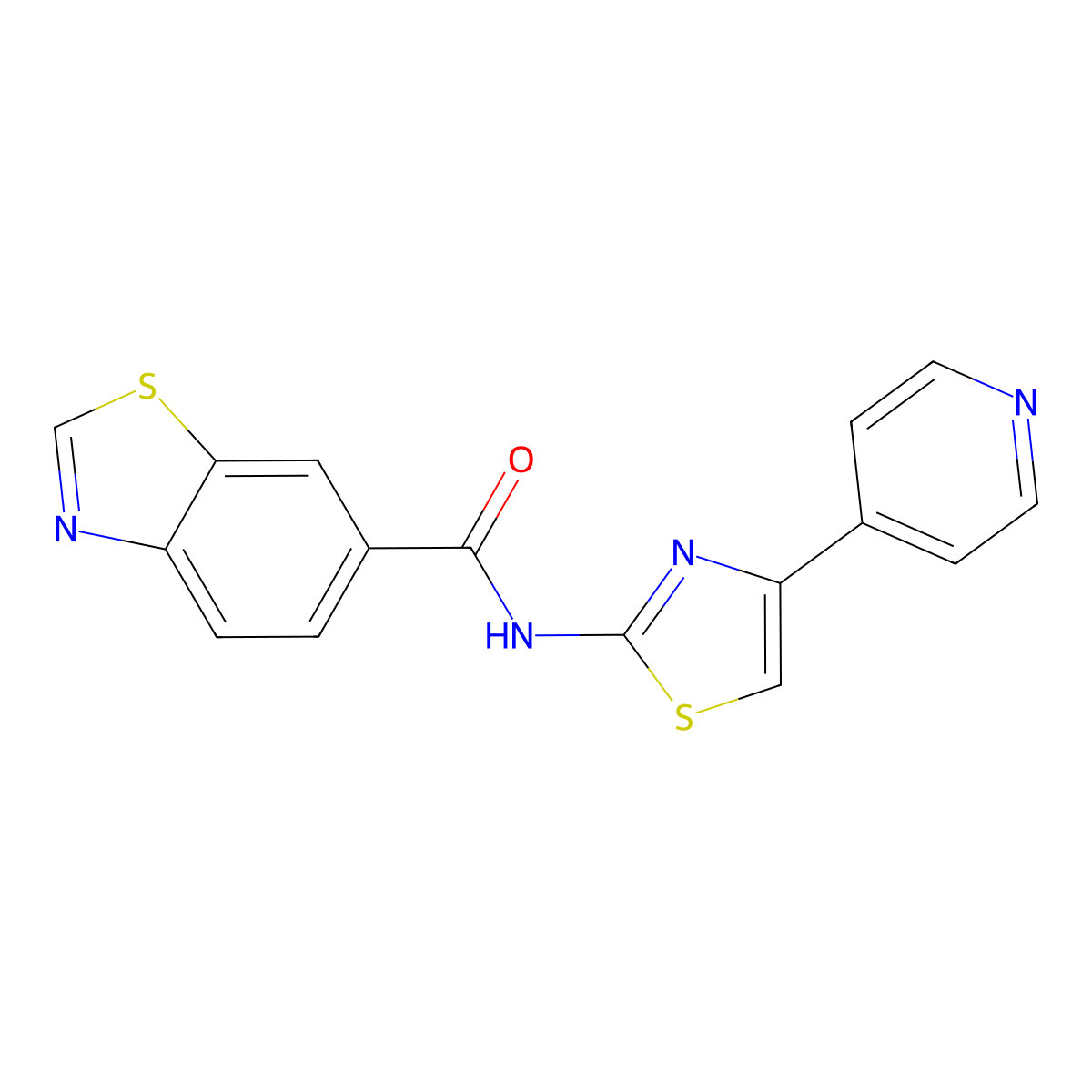 N-(4-(pyridin-4-yl)thiazol-2-yl)benzo[d]thiazole-6-carboxamide molecular structure, CAS 681173-77-3