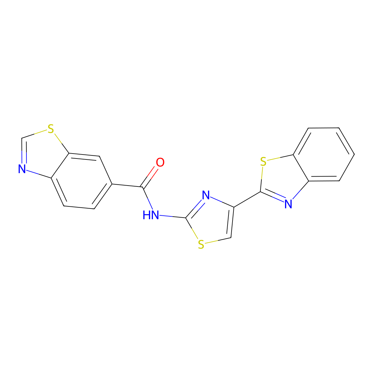 N-[4-(1,3-benzothiazol-2-yl)-1,3-thiazol-2-yl]-1,3-benzothiazole-6-carboxamide molecular structure, CAS 681173-93-3