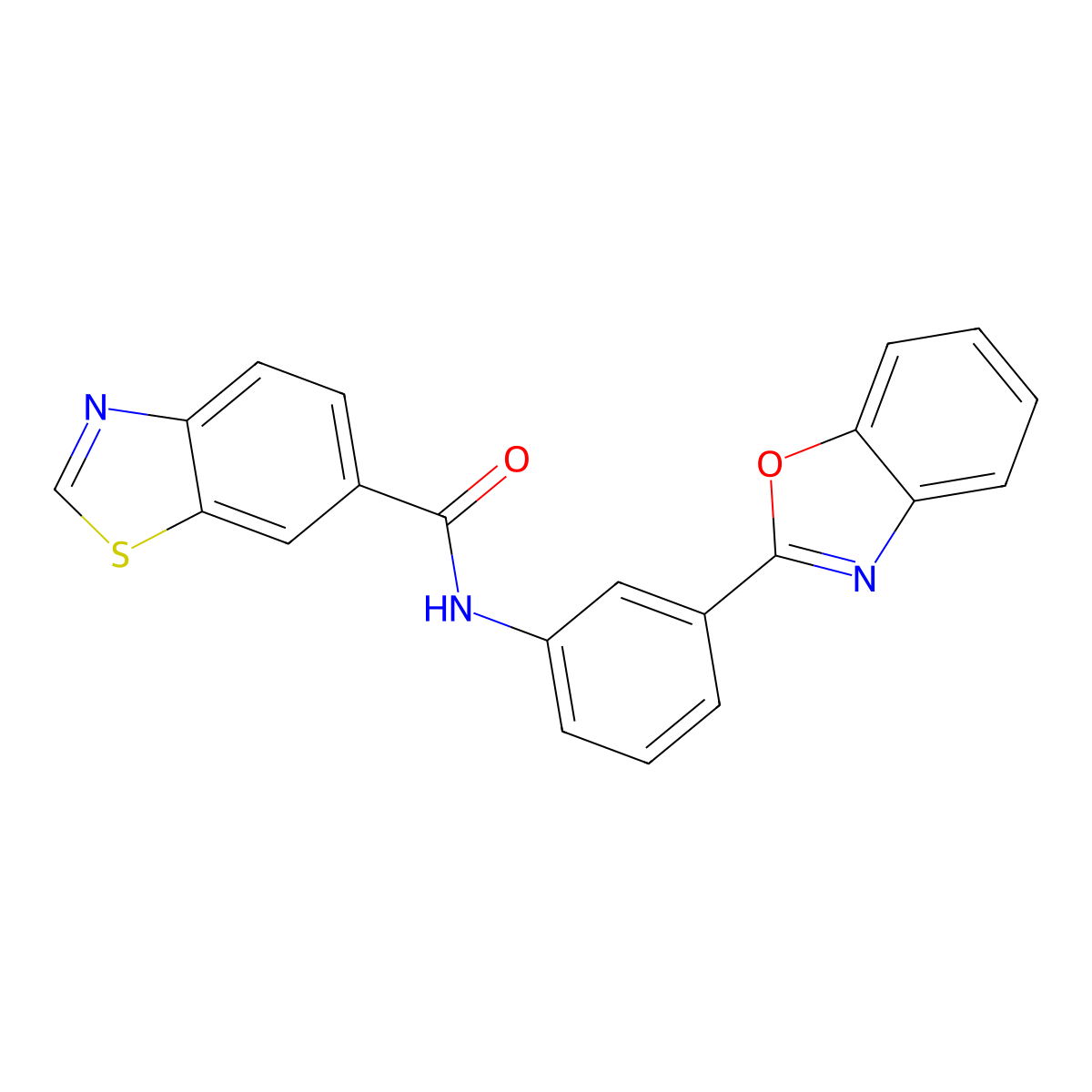 N-[3-(1,3-benzoxazol-2-yl)phenyl]-1,3-benzothiazole-6-carboxamide molecular structure, CAS 681173-96-6