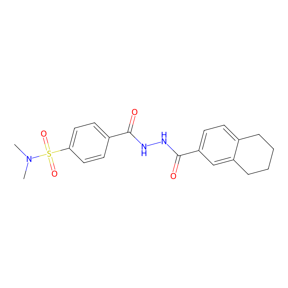 N,N-dimethyl-4-(2-(5,6,7,8-tetrahydronaphthalene-2-carbonyl)hydrazinecarbonyl)benzenesulfonamide molecular structure, CAS 681174-06-1
