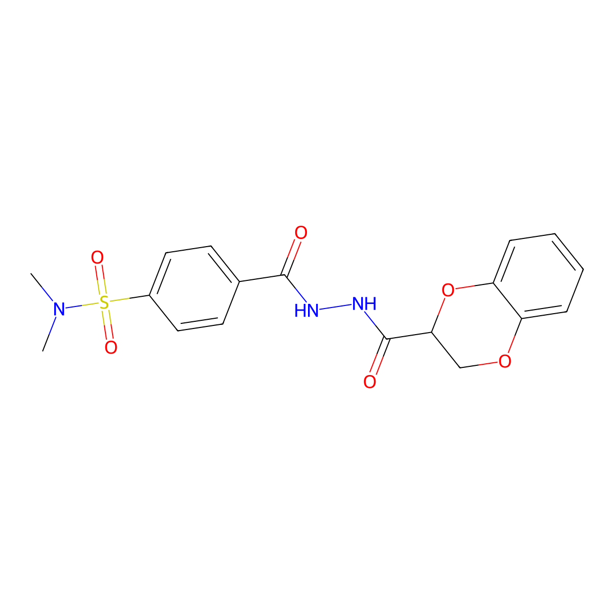 4-(2-(2,3-dihydrobenzo[b][1,4]dioxine-2-carbonyl)hydrazinecarbonyl)-N,N-dimethylbenzenesulfonamide molecular structure, CAS 681174-07-2