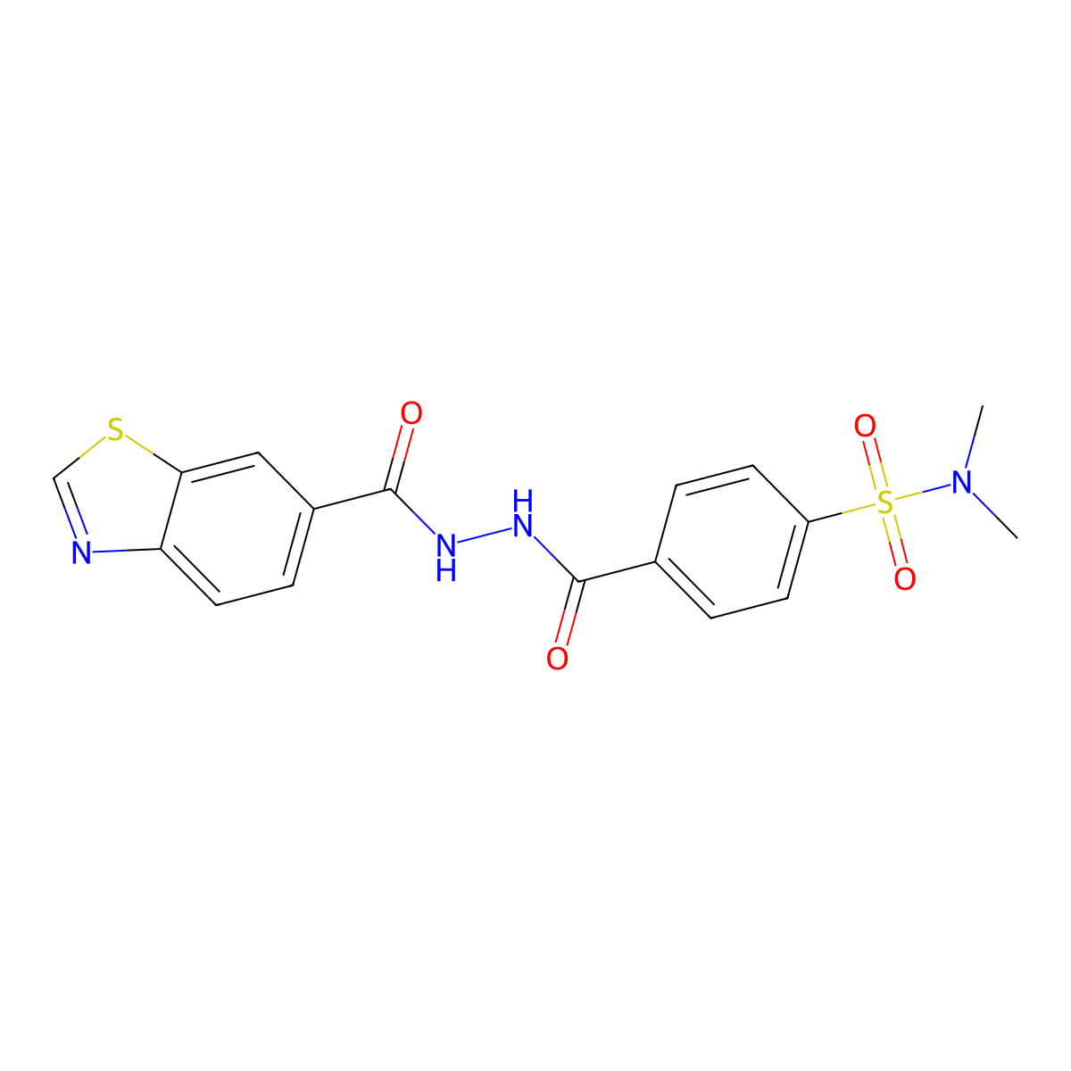 4-(2-(benzo[d]thiazole-6-carbonyl)hydrazinecarbonyl)-N,N-dimethylbenzenesulfonamide molecular structure, CAS 681174-08-3