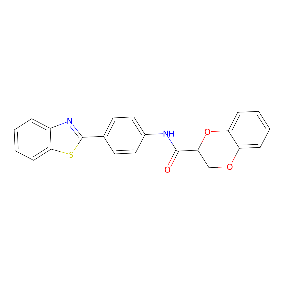 N-[4-(1,3-benzothiazol-2-yl)phenyl]-2,3-dihydro-1,4-benzodioxine-2-carboxamide molecular structure, CAS 681174-10-7