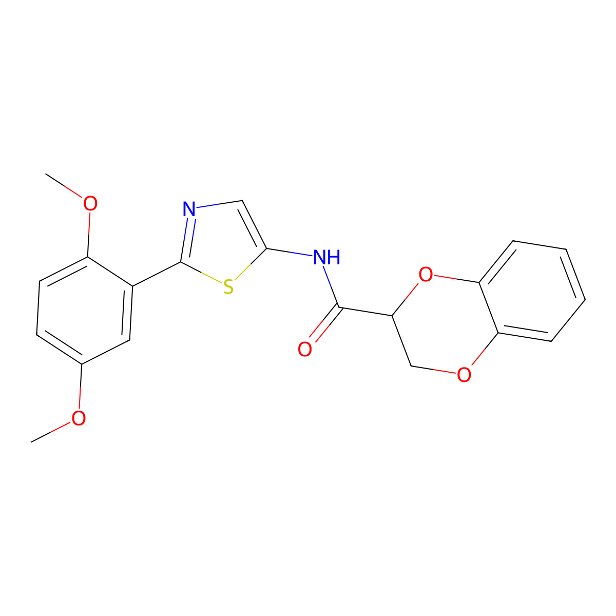 N-(2-(2,5-dimethoxyphenyl)thiazol-5-yl)-2,3-dihydrobenzo[b][1,4]dioxine-2-carboxamide molecular structure, CAS 681174-56-1