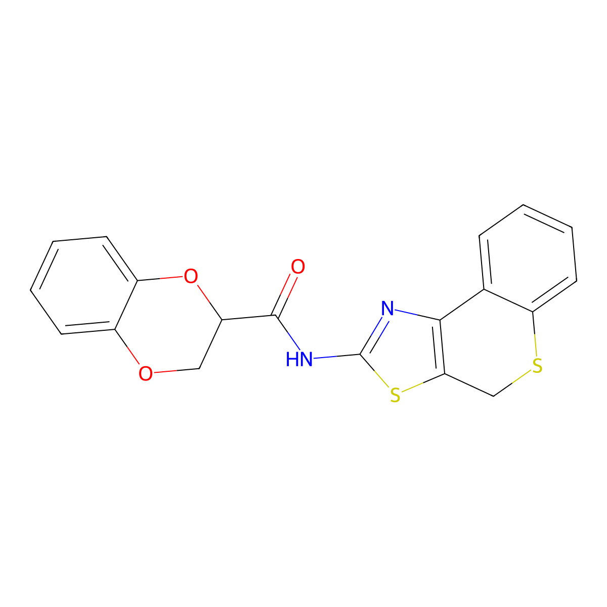 N-(4H-thiochromeno[4,3-d]thiazol-2-yl)-2,3-dihydrobenzo[b][1,4]dioxine-2-carboxamide molecular structure, CAS 681174-61-8