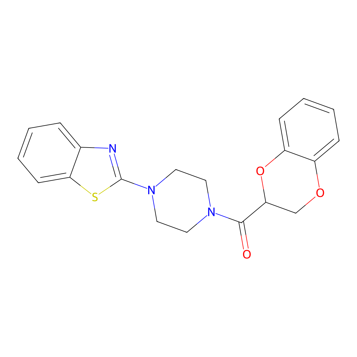 (4-(Benzo[d]thiazol-2-yl)piperazin-1-yl)(2,3-dihydrobenzo[b][1,4]dioxin-2-yl)methanone molecular structure, CAS 681174-64-1