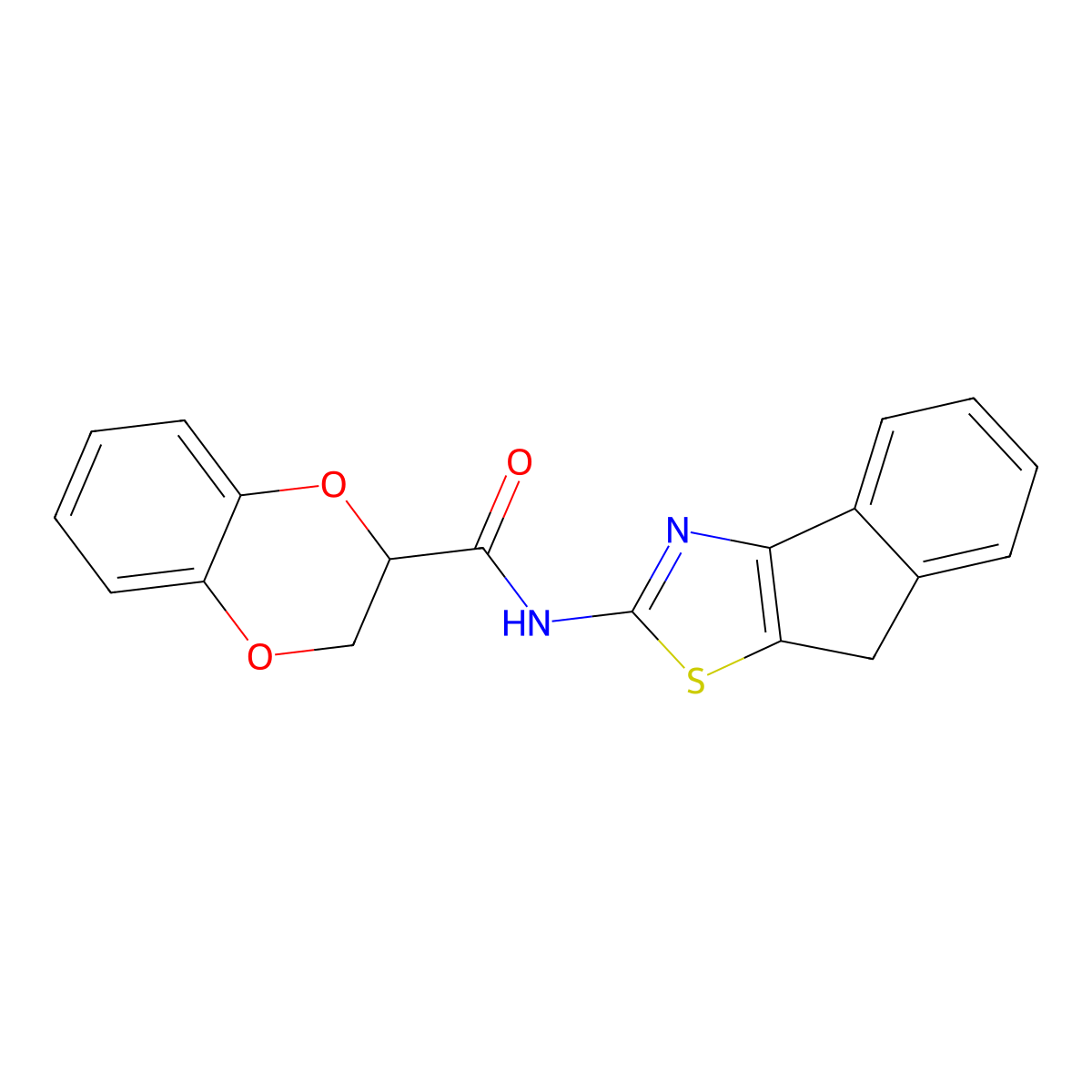 N-(8H-indeno[1,2-d]thiazol-2-yl)-2,3-dihydrobenzo[b][1,4]dioxine-2-carboxamide molecular structure, CAS 681174-70-9