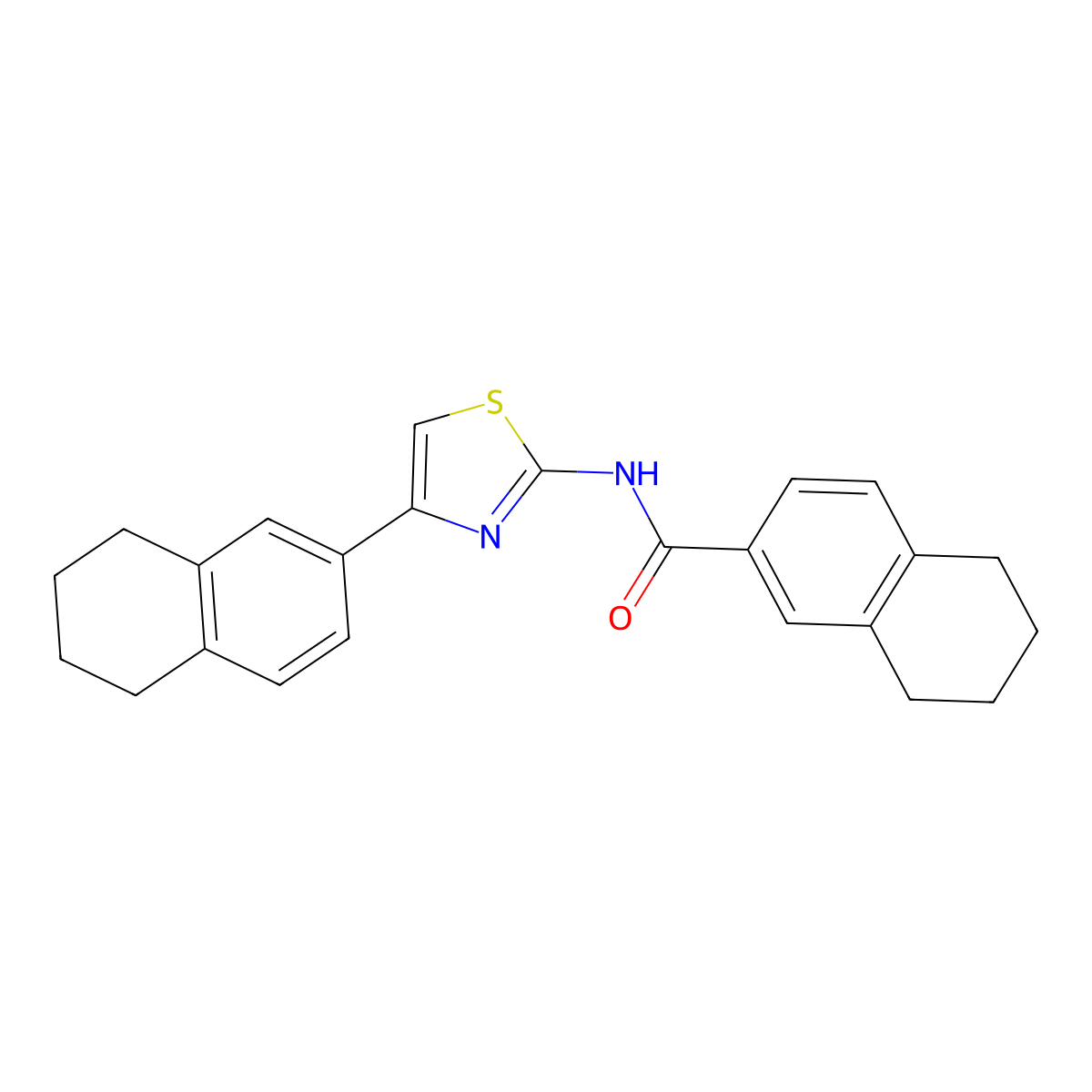 N-[4-(5,6,7,8-tetrahydronaphthalen-2-yl)-1,3-thiazol-2-yl]-5,6,7,8-tetrahydronaphthalene-2-carboxamide molecular structure, CAS 681174-72-1