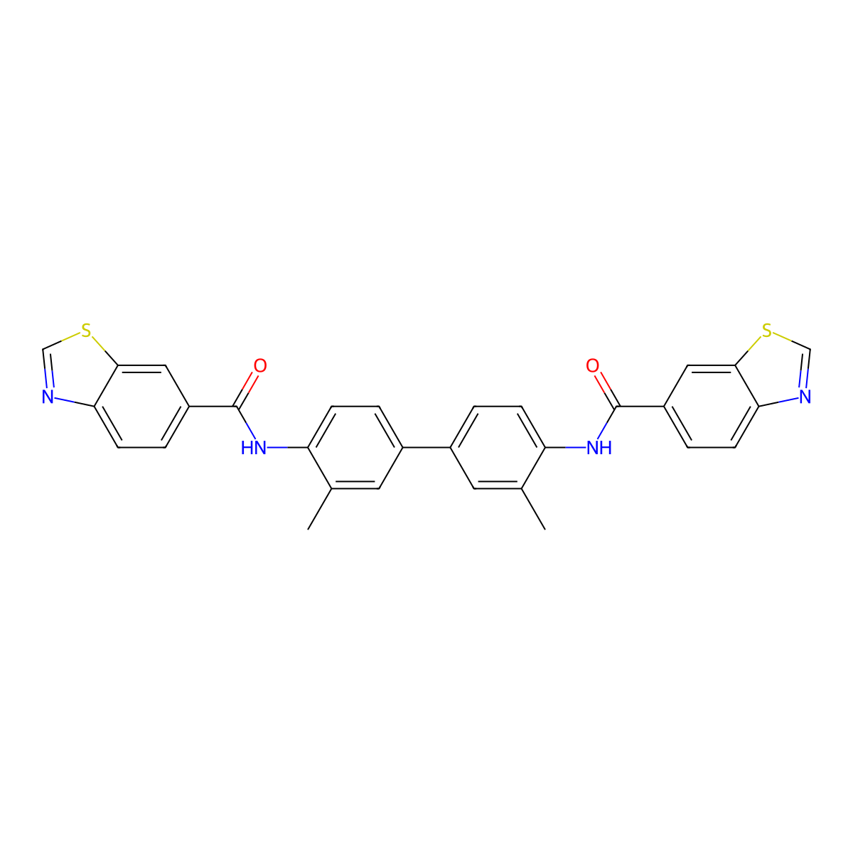 N-[4-[4-(1,3-benzothiazole-6-carbonylamino)-3-methylphenyl]-2-methylphenyl]-1,3-benzothiazole-6-carboxamide molecular structure, CAS 681175-00-8
