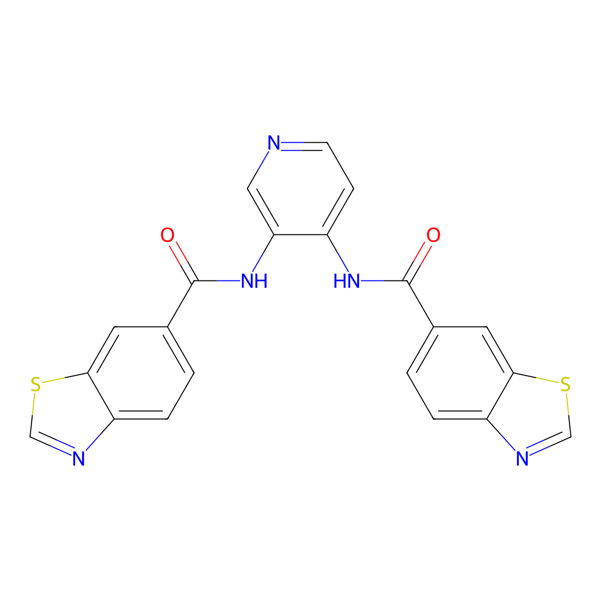 N-[3-(1,3-benzothiazole-6-carbonylamino)pyridin-4-yl]-1,3-benzothiazole-6-carboxamide molecular structure, CAS 681175-21-3