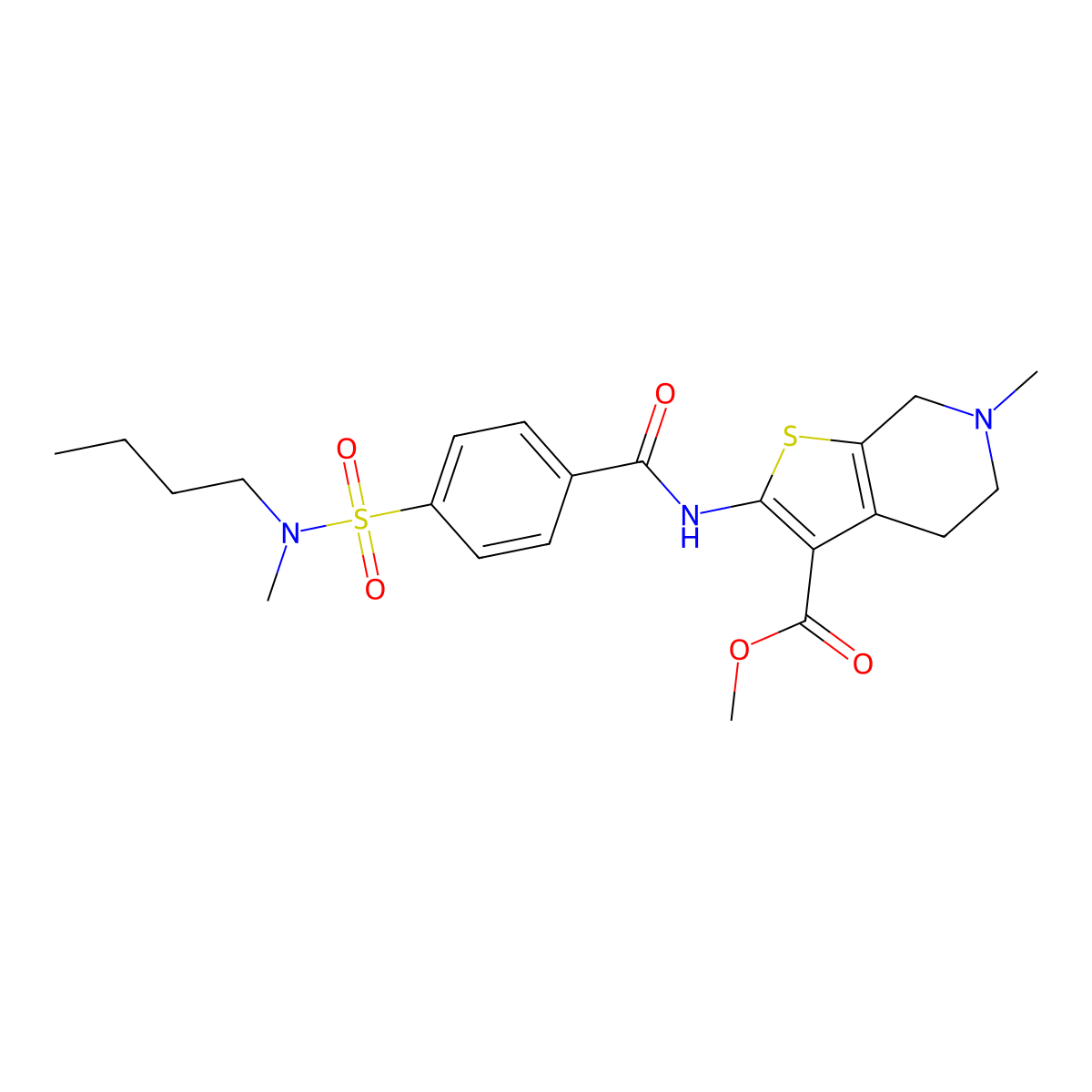 methyl 2-[[4-[butyl(methyl)sulfamoyl]benzoyl]amino]-6-methyl-5,7-dihydro-4H-thieno[2,3-c]pyridine-3-carboxylate molecular structure, CAS 681175-26-8