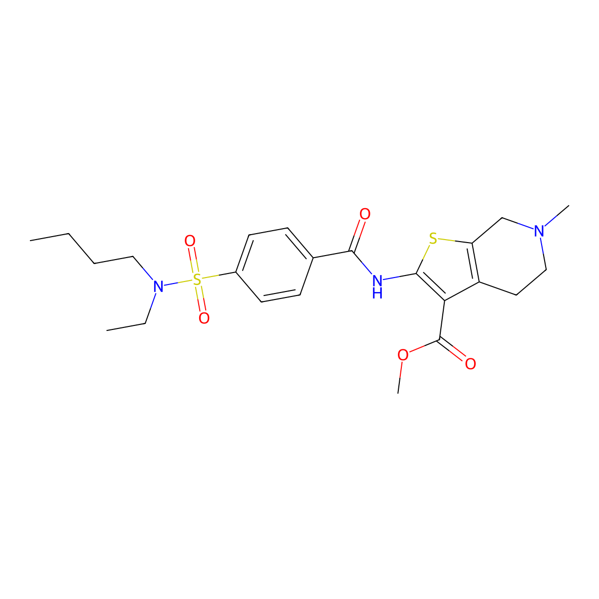 methyl 2-(4-(N-butyl-N-ethylsulfamoyl)benzamido)-6-methyl-4,5,6,7-tetrahydrothieno[2,3-c]pyridine-3-carboxylate molecular structure, CAS 681175-27-9