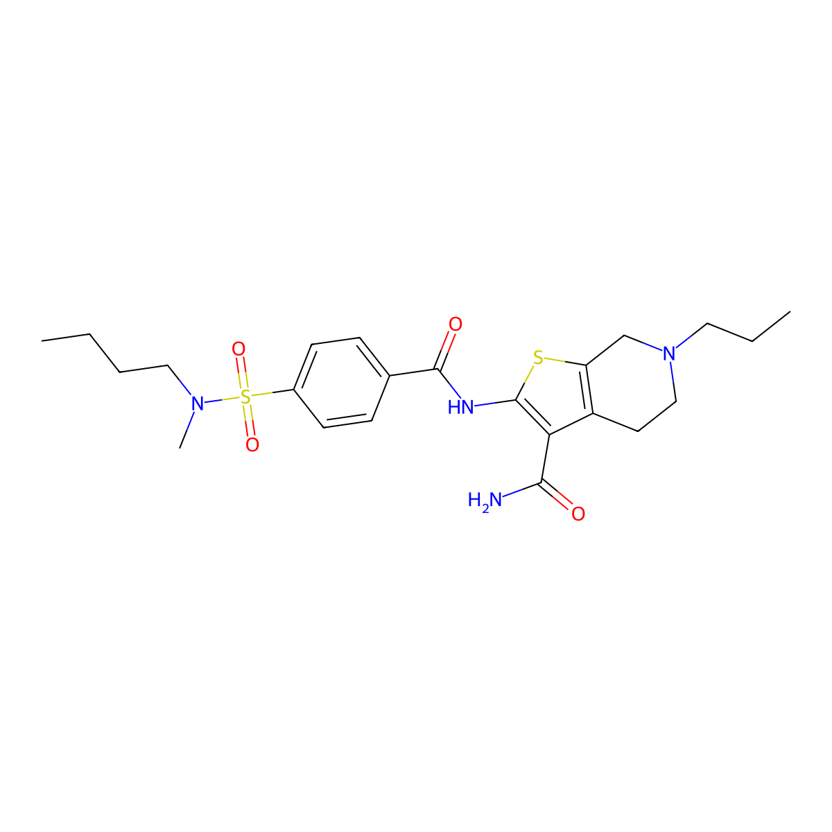2-[[4-[butyl(methyl)sulfamoyl]benzoyl]amino]-6-propyl-5,7-dihydro-4H-thieno[2,3-c]pyridine-3-carboxamide molecular structure, CAS 681181-46-4