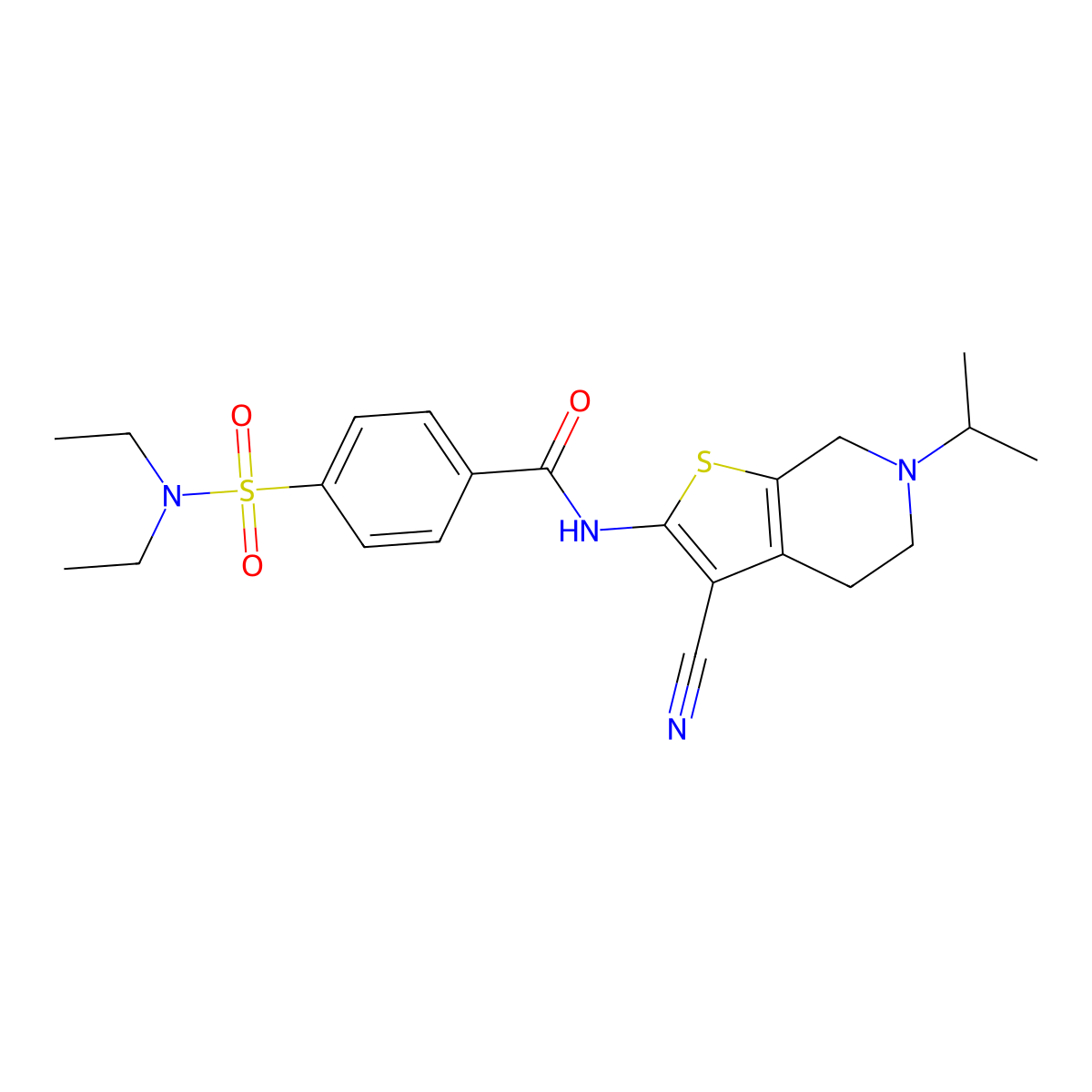 N-(3-Cyano-6-isopropyl-4,5,6,7-tetrahydrothieno[2,3-c]pyridin-2-yl)-4-(N,N-diethylsulfamoyl)benzamide molecular structure, CAS 681182-81-0
