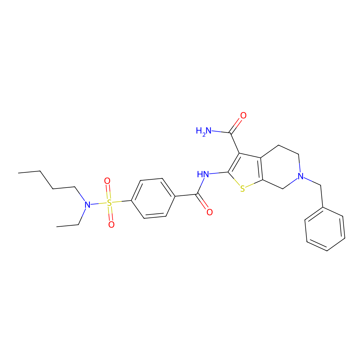 6-benzyl-2-(4-(N-butyl-N-ethylsulfamoyl)benzamido)-4,5,6,7-tetrahydrothieno[2,3-c]pyridine-3-carboxamide molecular structure, CAS 681184-31-6