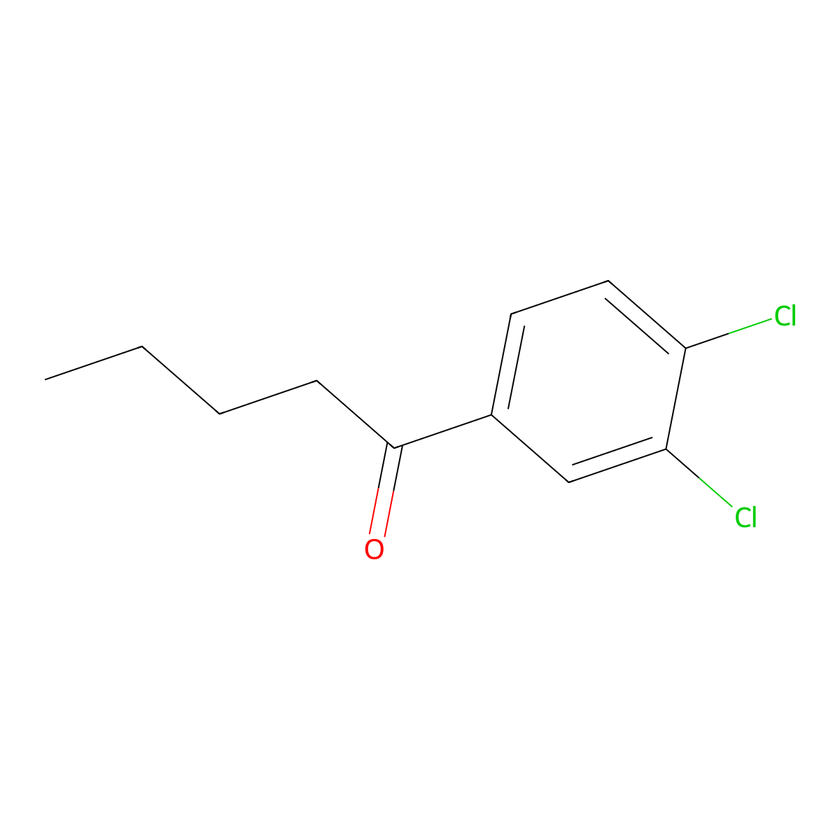 1-(3,4-Dichlorophenyl)pentan-1-one molecular structure, CAS 68120-72-9