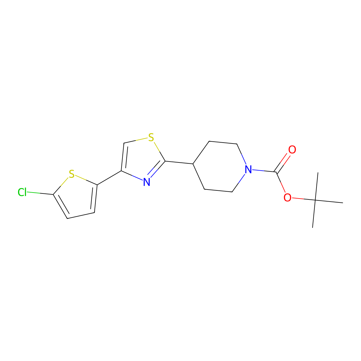 tert-butyl 4-[4-(5-chloro-2-thienyl)-1,3-thiazol-2-yl]tetrahydropyridine-1(2H)-carboxylate molecular structure, CAS 681212-58-8
