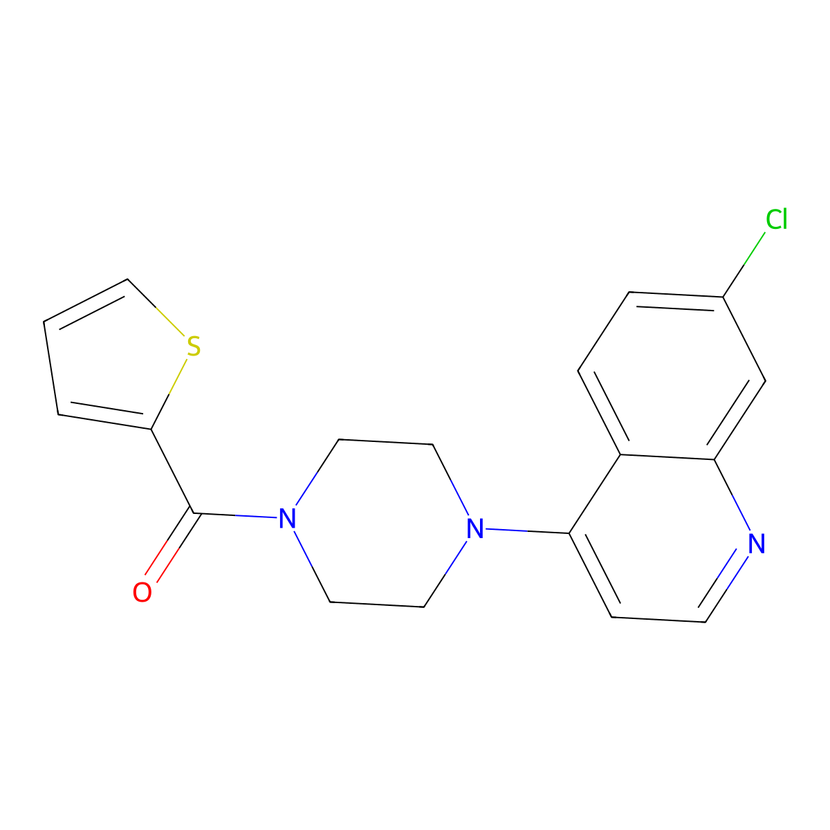 [4-(7-Chloro-4-quinolinyl)-1-piperazinyl]-thiophen-2-ylmethanone molecular structure, CAS 681212-80-6