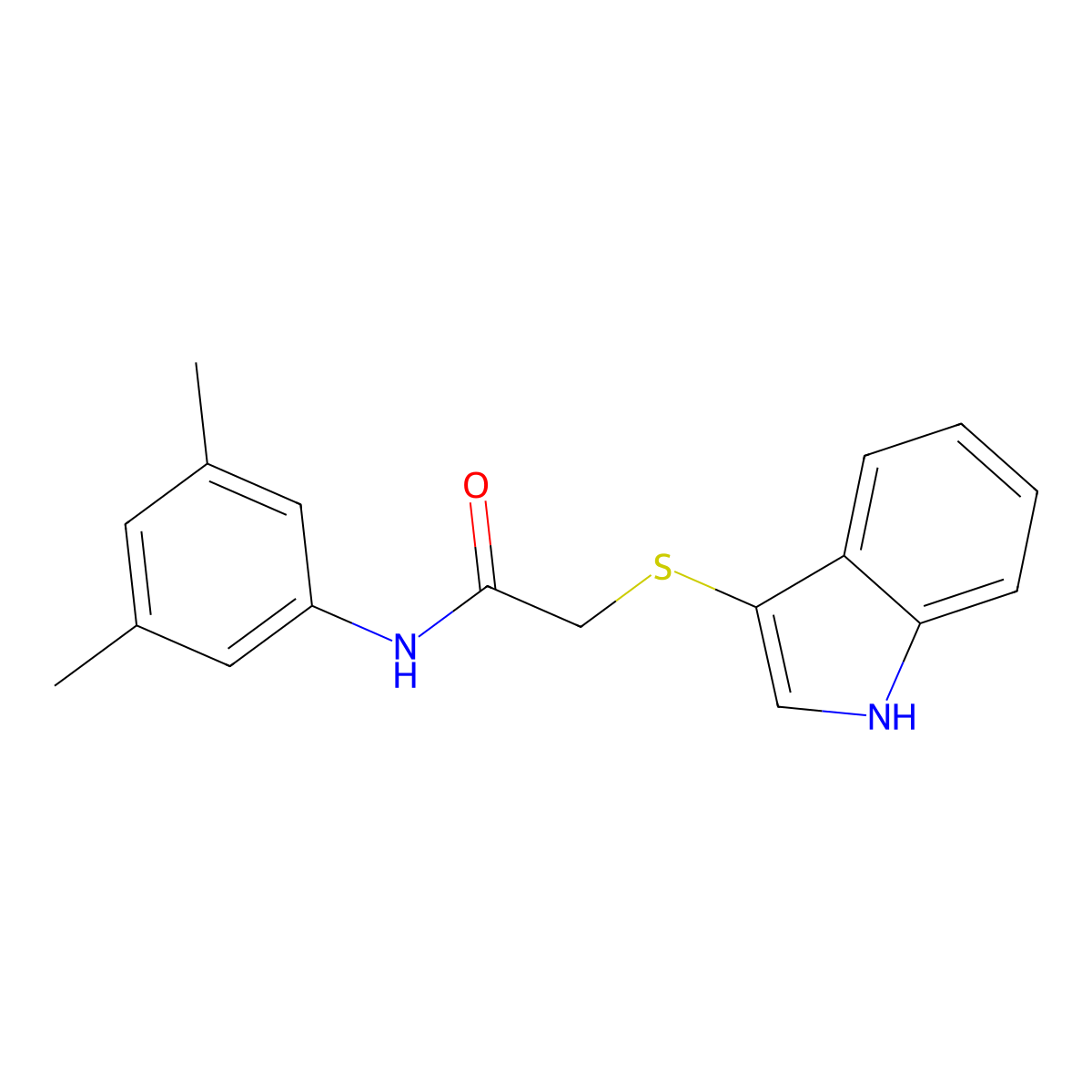 N-(3,5-dimethylphenyl)-2-(1H-indol-3-ylsulfanyl)acetamide molecular structure, CAS 681217-68-5