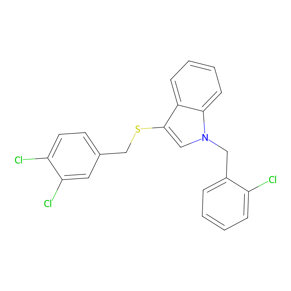 1-(2-chlorobenzyl)-3-((3,4-dichlorobenzyl)thio)-1H-indole molecular structure, CAS 681217-88-9
