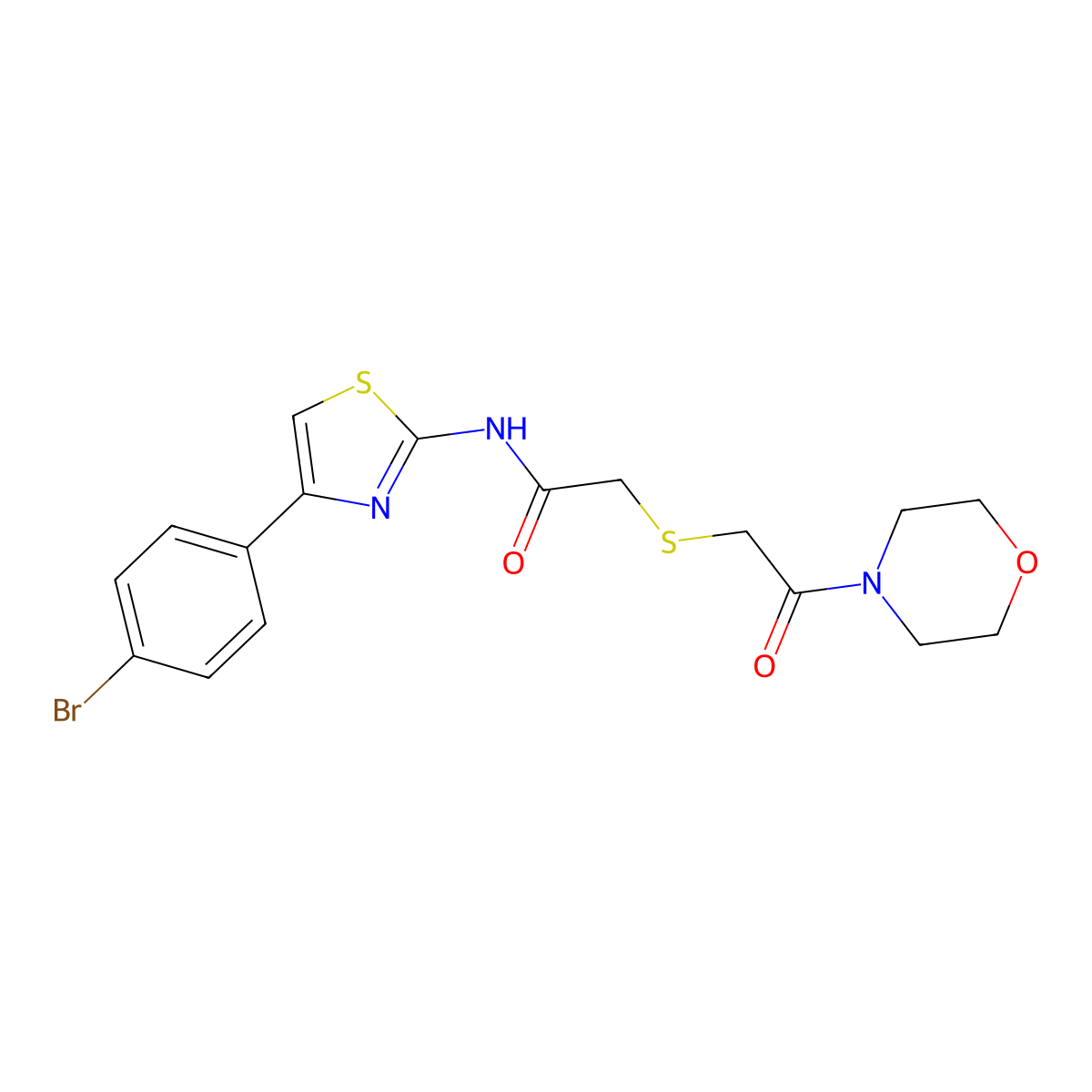N-(4-(4-bromophenyl)thiazol-2-yl)-2-((2-morpholino-2-oxoethyl)thio)acetamide molecular structure, CAS 681223-28-9