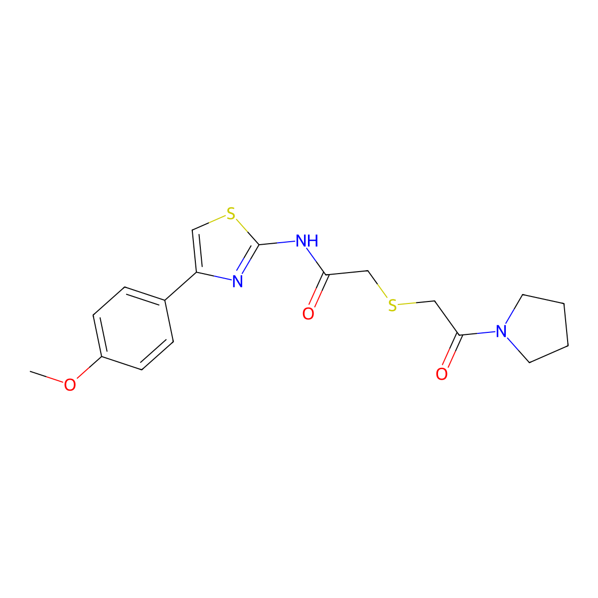 N-(4-(4-methoxyphenyl)thiazol-2-yl)-2-((2-oxo-2-(pyrrolidin-1-yl)ethyl)thio)acetamide molecular structure, CAS 681223-59-6