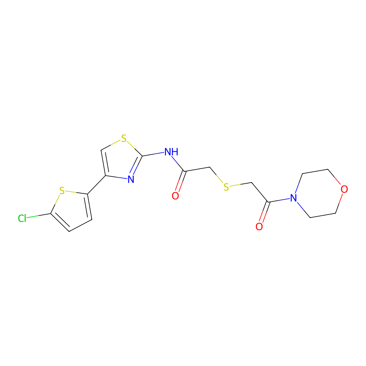 N-(4-(5-chlorothiophen-2-yl)thiazol-2-yl)-2-((2-morpholino-2-oxoethyl)thio)acetamide molecular structure, CAS 681224-88-4