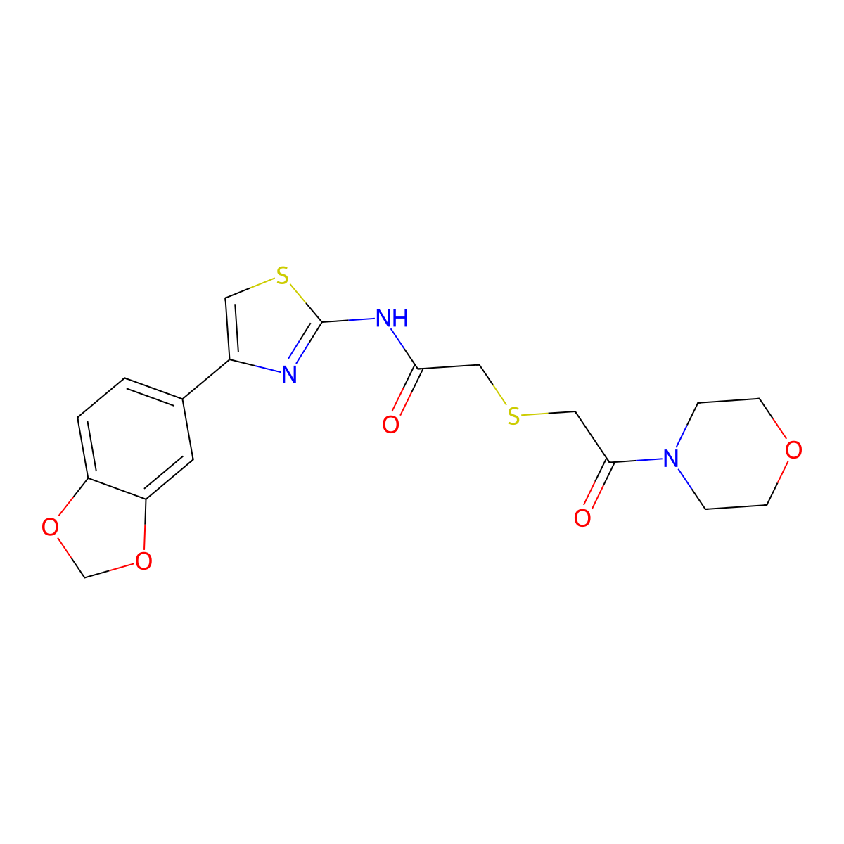 N-(4-(benzo[d][1,3]dioxol-5-yl)thiazol-2-yl)-2-((2-morpholino-2-oxoethyl)thio)acetamide molecular structure, CAS 681225-02-5