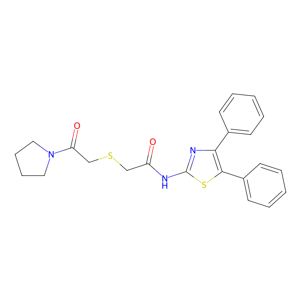 N-(4,5-diphenylthiazol-2-yl)-2-((2-oxo-2-(pyrrolidin-1-yl)ethyl)thio)acetamide molecular structure, CAS 681225-62-7