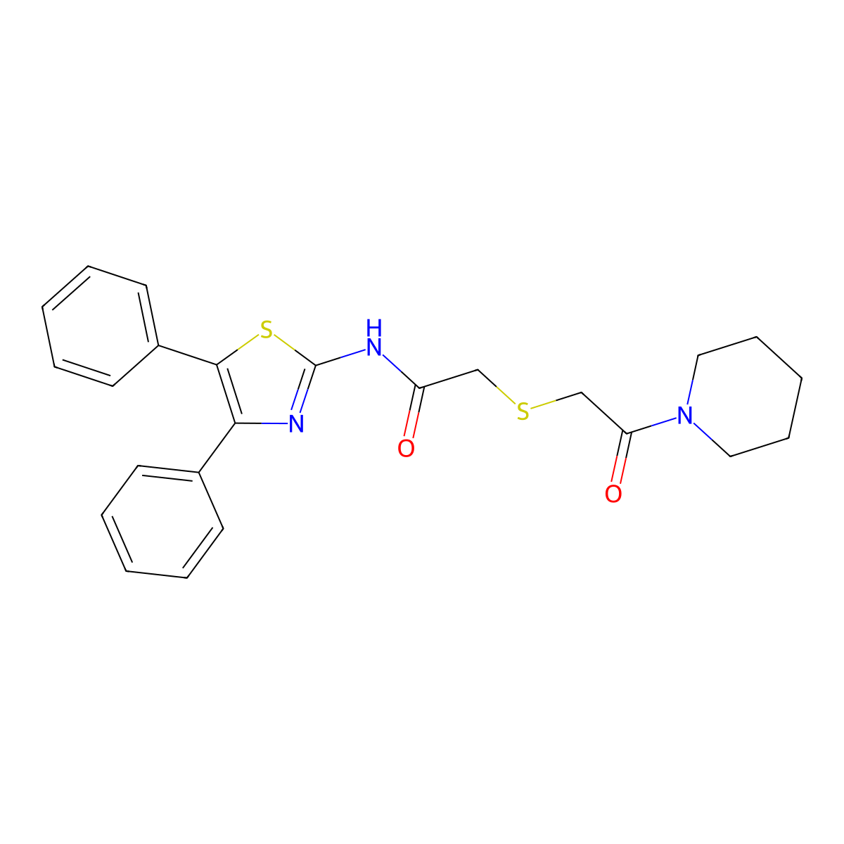 N-(4,5-diphenylthiazol-2-yl)-2-((2-oxo-2-(piperidin-1-yl)ethyl)thio)acetamide molecular structure, CAS 681225-63-8