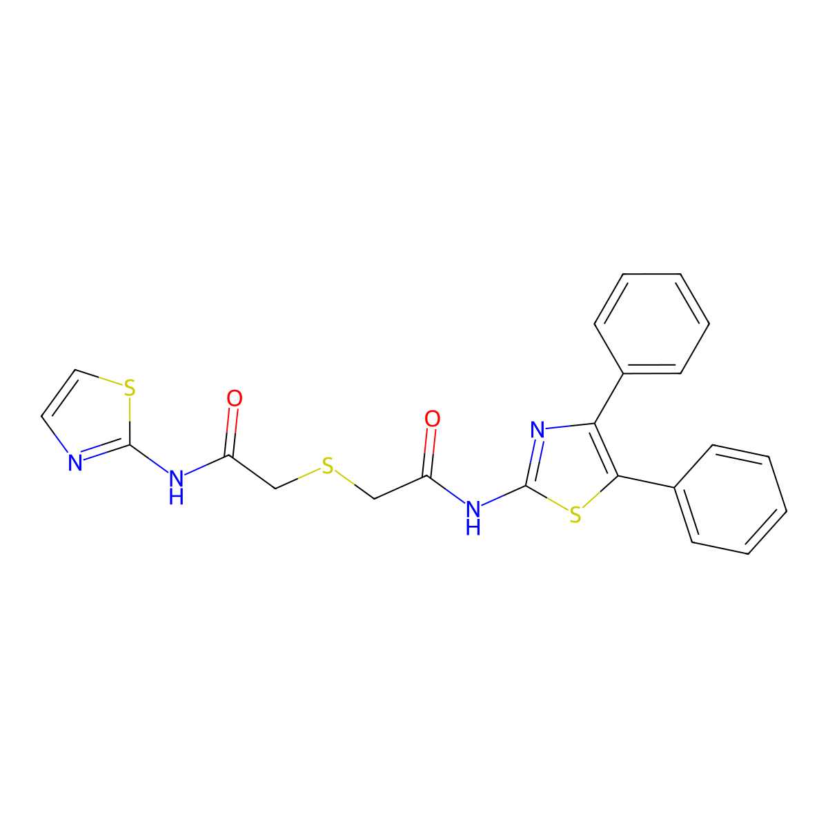 N-(4,5-diphenylthiazol-2-yl)-2-((2-oxo-2-(thiazol-2-ylamino)ethyl)thio)acetamide molecular structure, CAS 681225-68-3