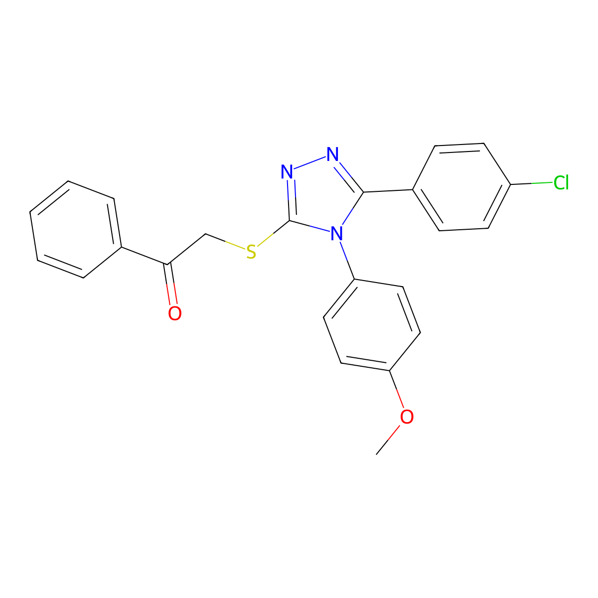 2-{[5-(4-chlorophenyl)-4-(4-methoxyphenyl)-4H-1,2,4-triazol-3-yl]sulfanyl}-1-phenylethanone molecular structure, CAS 681226-14-2