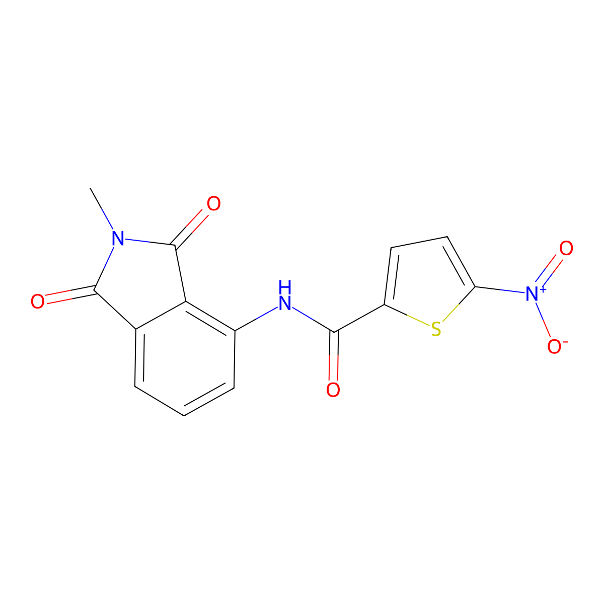 N-(2-methyl-1,3-dioxoisoindolin-4-yl)-5-nitrothiophene-2-carboxamide molecular structure, CAS 681227-30-5