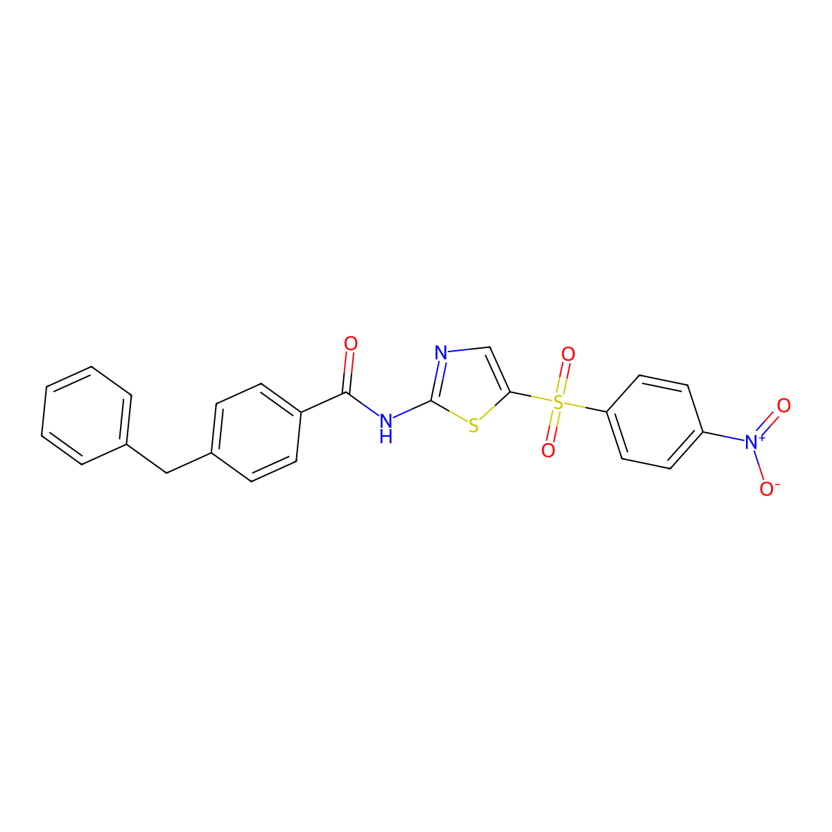 4-benzyl-N-[5-(4-nitrophenyl)sulfonyl-1,3-thiazol-2-yl]benzamide molecular structure, CAS 681227-84-9