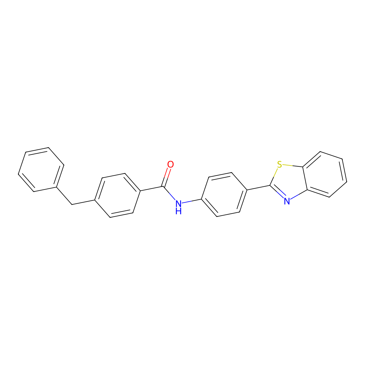 N-[4-(1,3-benzothiazol-2-yl)phenyl]-4-benzylbenzamide molecular structure, CAS 681228-13-7