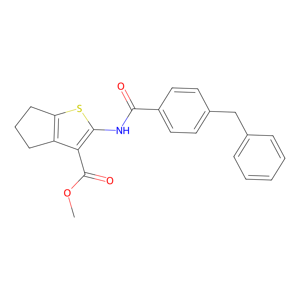 methyl 2-(4-benzylbenzamido)-5,6-dihydro-4H-cyclopenta[b]thiophene-3-carboxylate molecular structure, CAS 681228-29-5