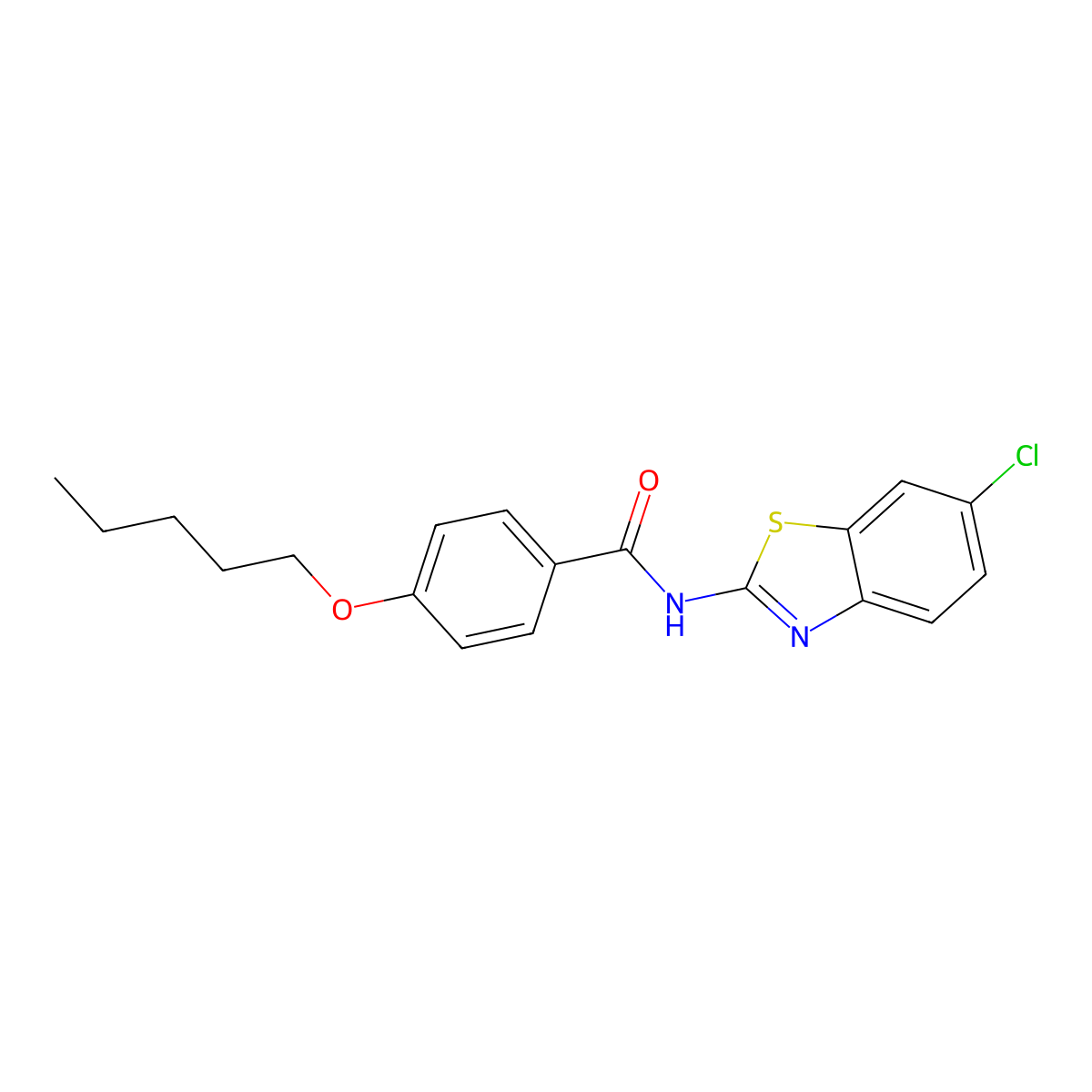 N-(6-chlorobenzo[d]thiazol-2-yl)-4-(pentyloxy)benzamide molecular structure, CAS 681228-52-4