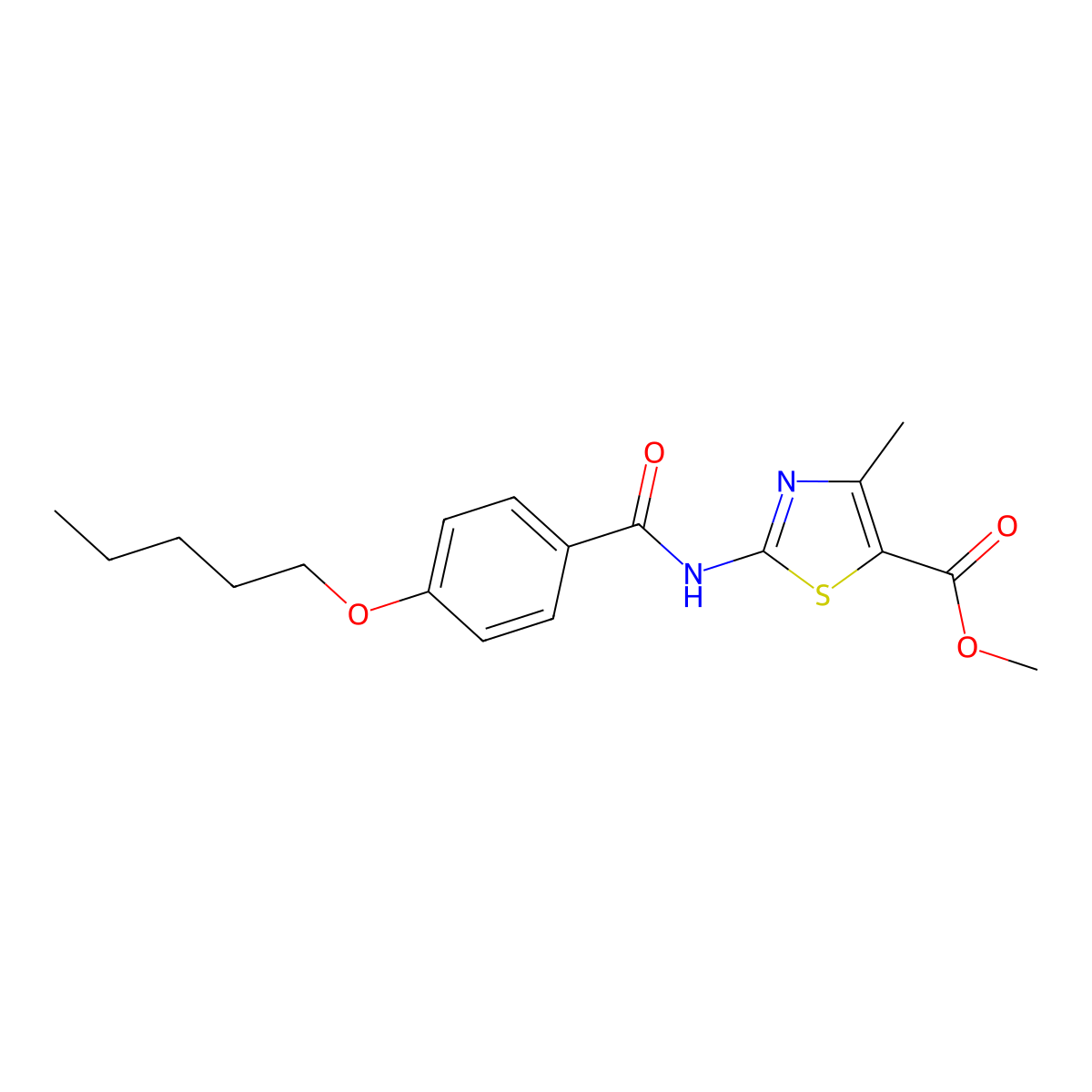 Methyl 4-methyl-2-[4-(pentyloxy)benzamido]-1,3-thiazole-5-carboxylate molecular structure, CAS 681228-77-3