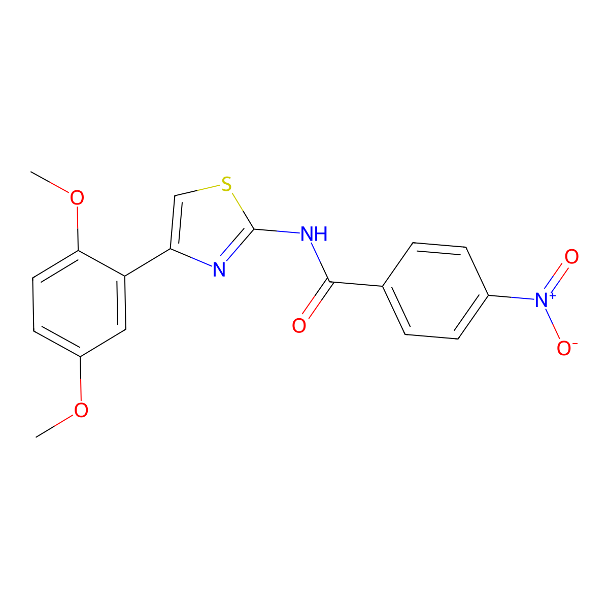 N-[4-(2,5-dimethoxyphenyl)-1,3-thiazol-2-yl]-4-nitrobenzamide molecular structure, CAS 681229-34-5