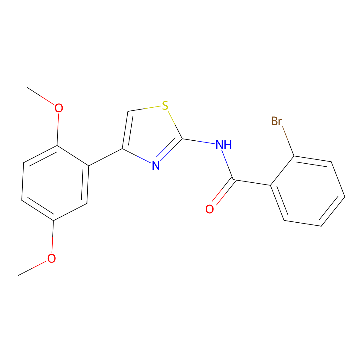 2-bromo-N-[4-(2,5-dimethoxyphenyl)-1,3-thiazol-2-yl]benzamide molecular structure, CAS 681229-71-0