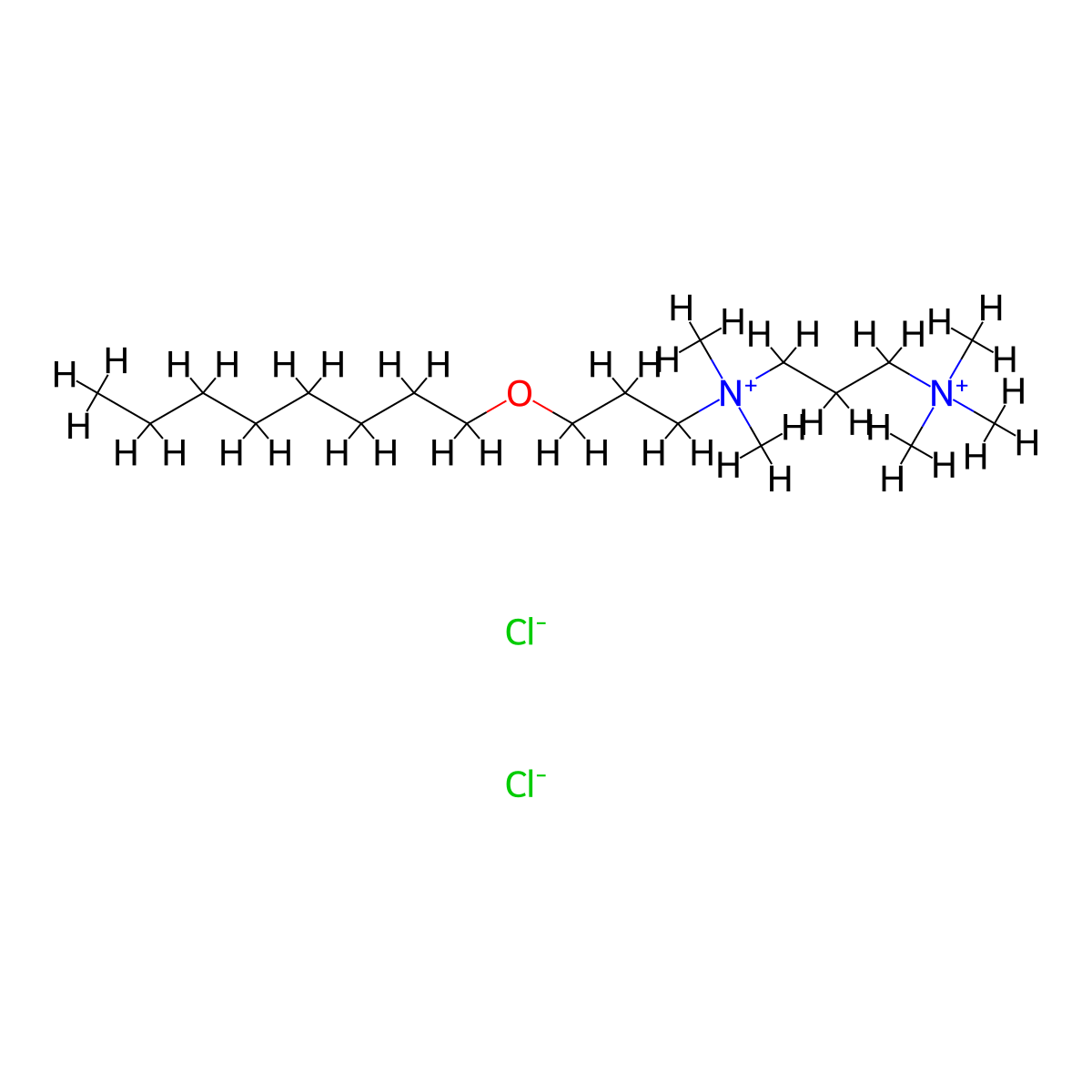 1,3-Propanediaminium, N1,N1,N1,N3,N3-pentamethyl-N3-[3-(octyloxy)propyl]-, chloride (1:2) molecular structure, CAS 68123-04-6