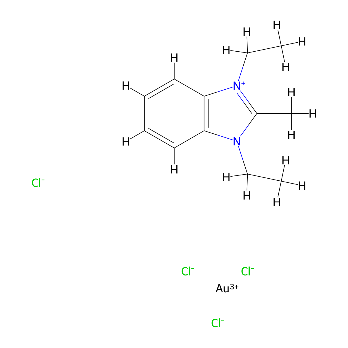 1H-Benzimidazolium, 1,3-diethyl-2-methyl-, (SP-4-1)-tetrachloroaurate(1-) (1:1) molecular structure, CAS 68123-39-7
