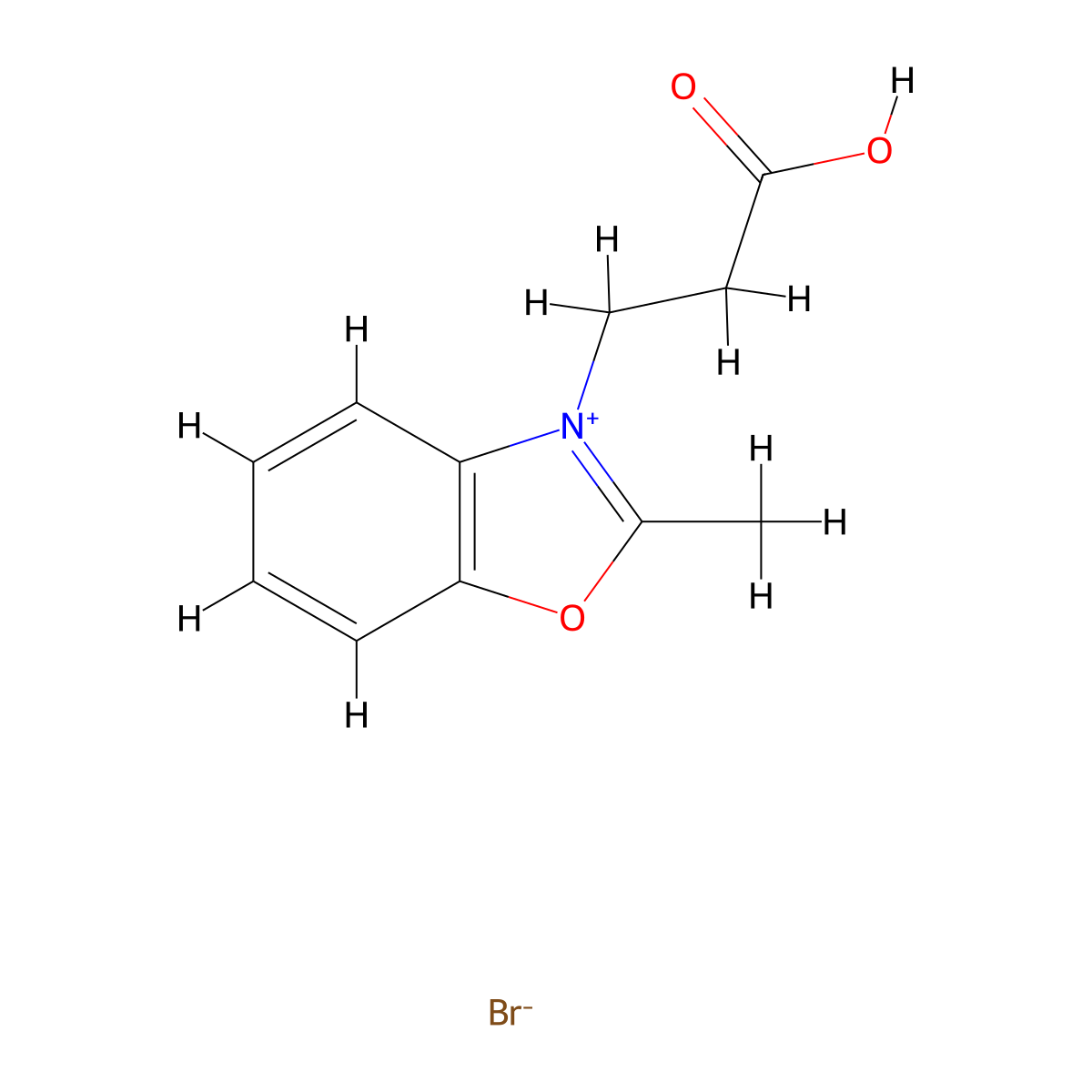 Benzoxazolium, 3-(2-carboxyethyl)-2-methyl-, bromide (1:1) molecular structure, CAS 68123-42-2