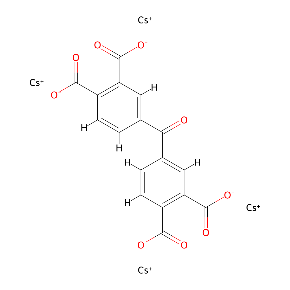 1,2-Benzenedicarboxylic acid, 4,4'-carbonylbis-, cesium salt (1:4) molecular structure, CAS 68123-46-6