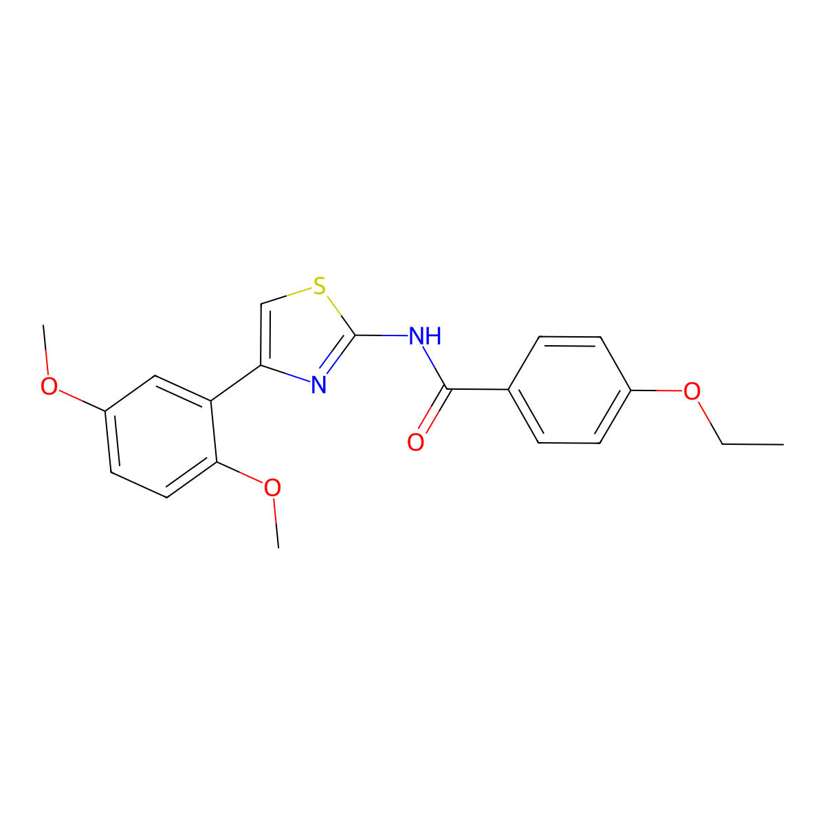 N-[4-(2,5-dimethoxyphenyl)-1,3-thiazol-2-yl]-4-ethoxybenzamide molecular structure, CAS 681230-10-4